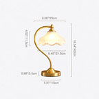 Traditional Vintage Round Copper Glass Petal Shade 1-Light Table Lamp For Bedroom Lumendat