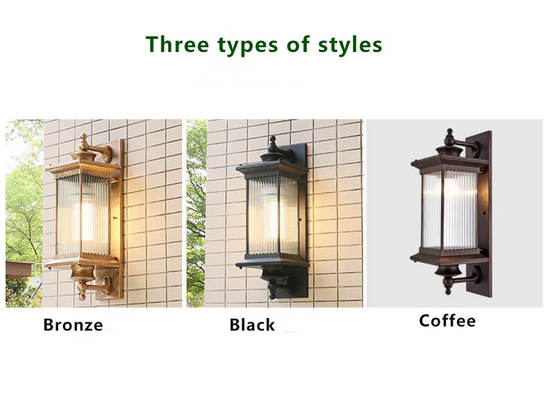 Retro Rectangular 1-Light Outdoor Waterproof Wall Sconce Lamp