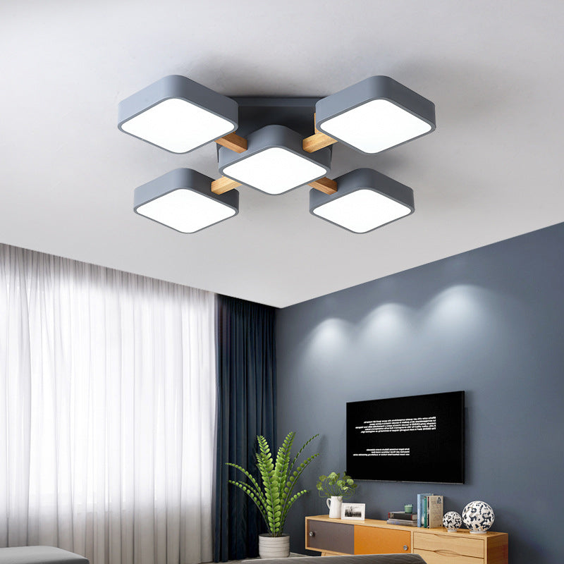 Lumendat Modern Acrylic Small Cube Combination LED Flush Mount Light Lumendat