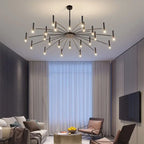Contemporary Scandinavian Round Radioactive Iron Aluminum 12/24 Light Chandelier for Living Room Lumendat