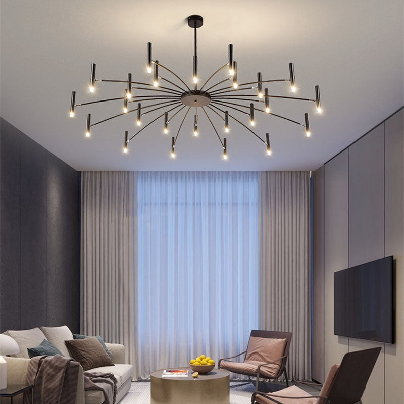 Contemporary Scandinavian Round Radioactive Iron Aluminum 12/24 Light Chandelier for Living Room