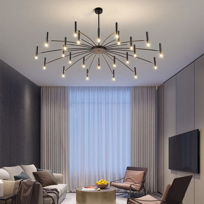 Contemporary Scandinavian Round Radioactive Iron Aluminum 12/24 Light Chandelier for Living Room