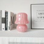 French Cream Handmade Glass Mushroom 1-Light Table Lamp Lumendat
