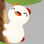 Lumendat Contemporary Creative Kids PVC Iron Wood Tree Bear LED Semi-Flush Mount Ceiling Fan Light For Bedroom Lumendat