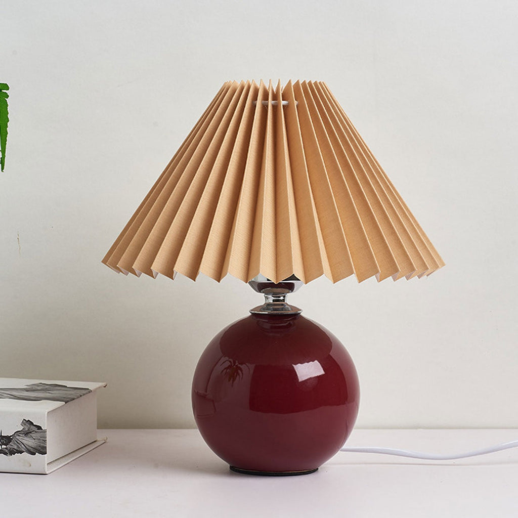 Nordic Minimalist Ceramic Pleated 1-Light Table Lamp Lumendat