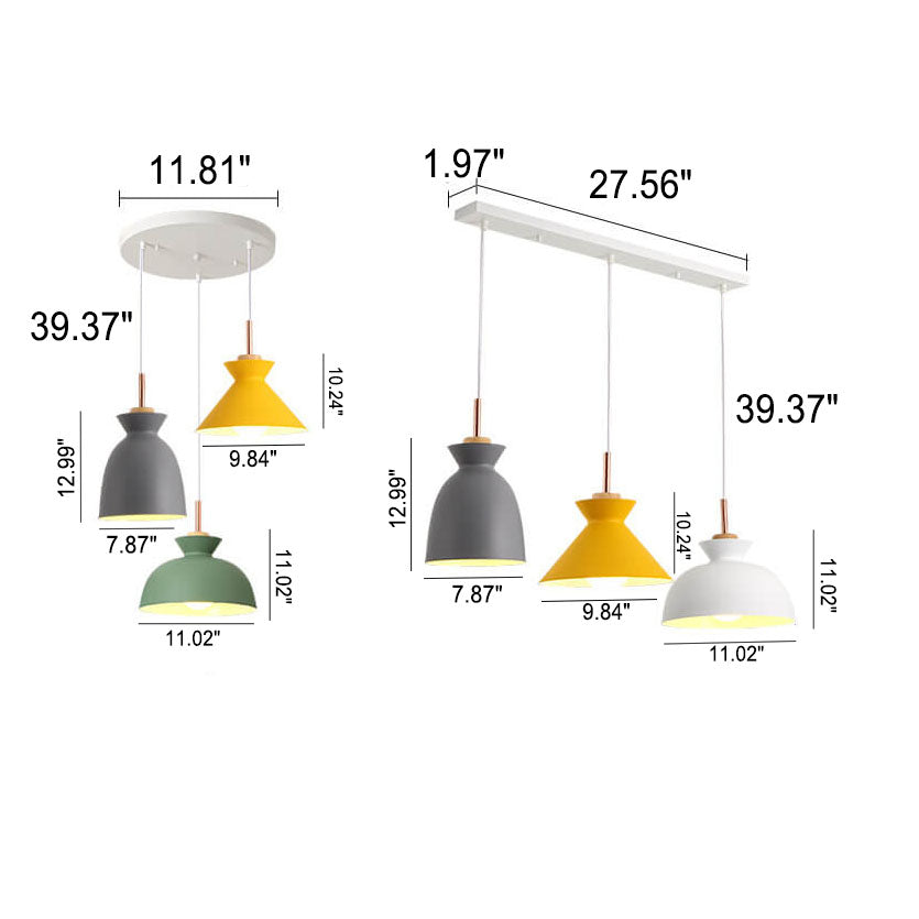 Nordic Macaron Metal 3-light Chandelier