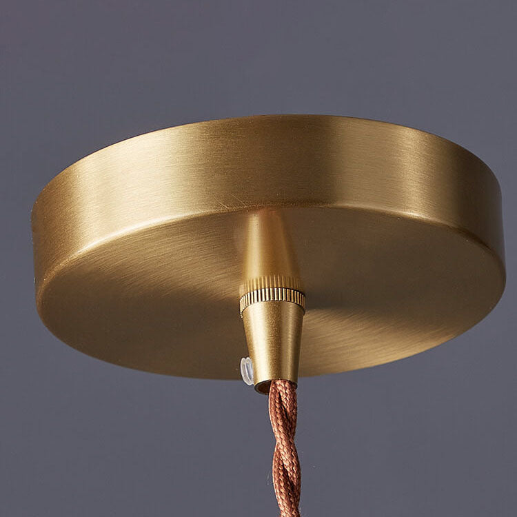 Nordic Vintage Glass Drum Jar Walnut Brass 1-Light Pendant Light