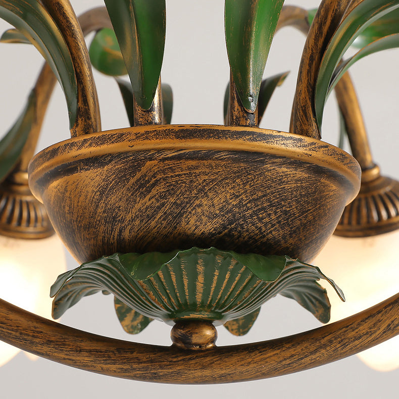Modern Art Deco Iron Lacquered Ring Tulip Glass Crystal Shade 6/8-light Chandelier for Living Room