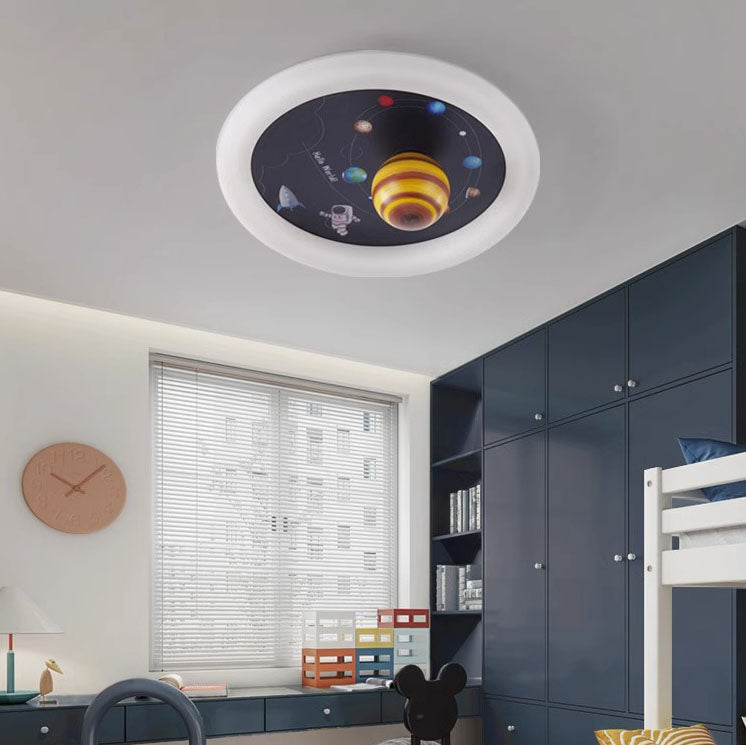 Lumendat Contemporary Nordic Hardware Round Planet Cartoon LED Flush Mount Ceiling Light For Bedroom Lumendat