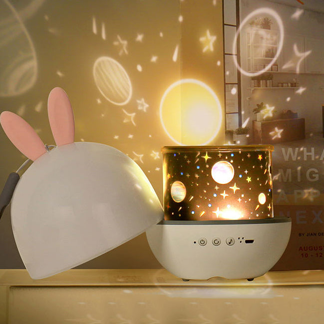 Lumendat Contemporary Creative Kids Projectable Round Rabbit Deer ABS LED Table Lamp For Bedroom Lumendat