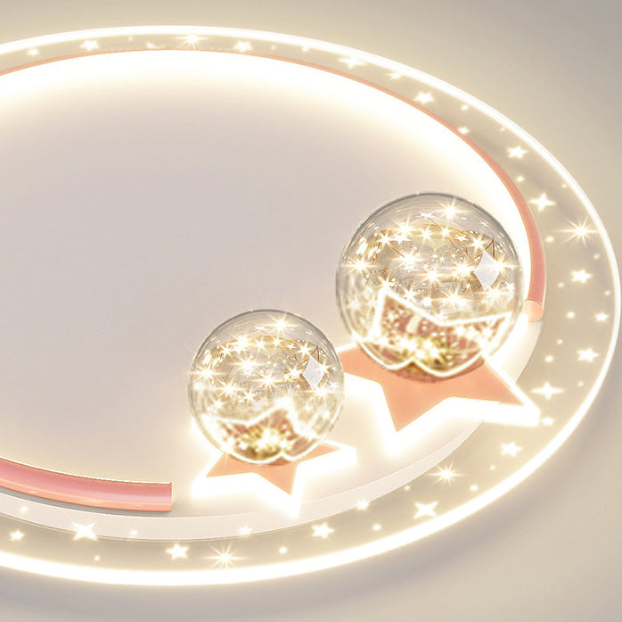 Lumendat Contemporary Creative Kids Round Orb Stars Hardware Acrylic LED Flush Mount Ceiling Light For Bedroom Lumendat