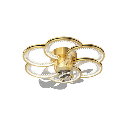 Modern Luxury Flower Petal Design LED Flush Mount Ceiling Fan Light
