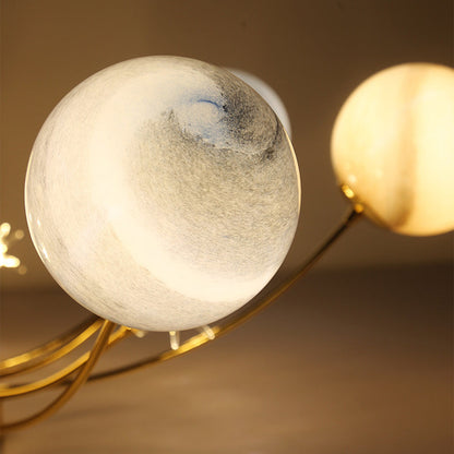 Contemporary Creative Starry Sky Moon Iron Glass 13-light Semi-flush Mount Ceiling Light for Bedroom