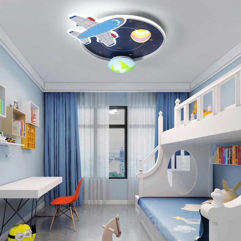 Lumendat Cartoon Creative Aircraft Space LED Kids Flush Mount Ceiling Light Lumendat