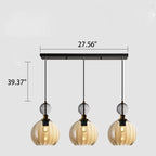 Danish Creative Stripes Glass Round 1/3 Light Chandelier Lumendat