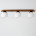 Japanese Vintage Striped Glass Wood Long Plate 2/3 Light Flush Mount Ceiling Light Lumendat