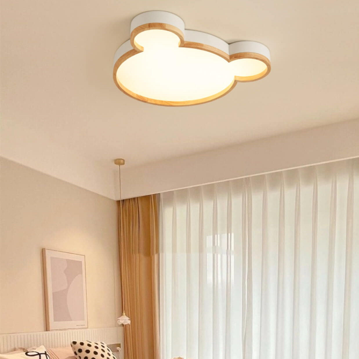 Lumendat Nordic Wood Bear Shape LED Kids Flush Mount Ceiling Light Lumendat