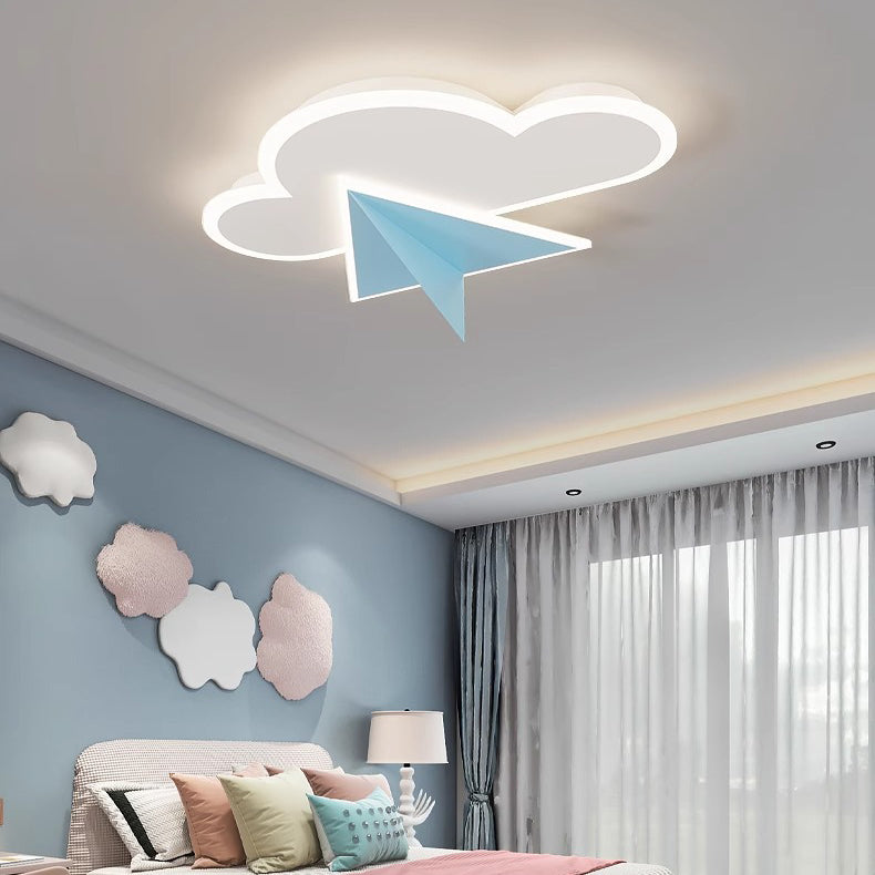 Lumendat Modern Art Deco Kids Iron Acrylic Cloud Plane LED Flush Mount Ceiling Light For Bedroom Lumendat
