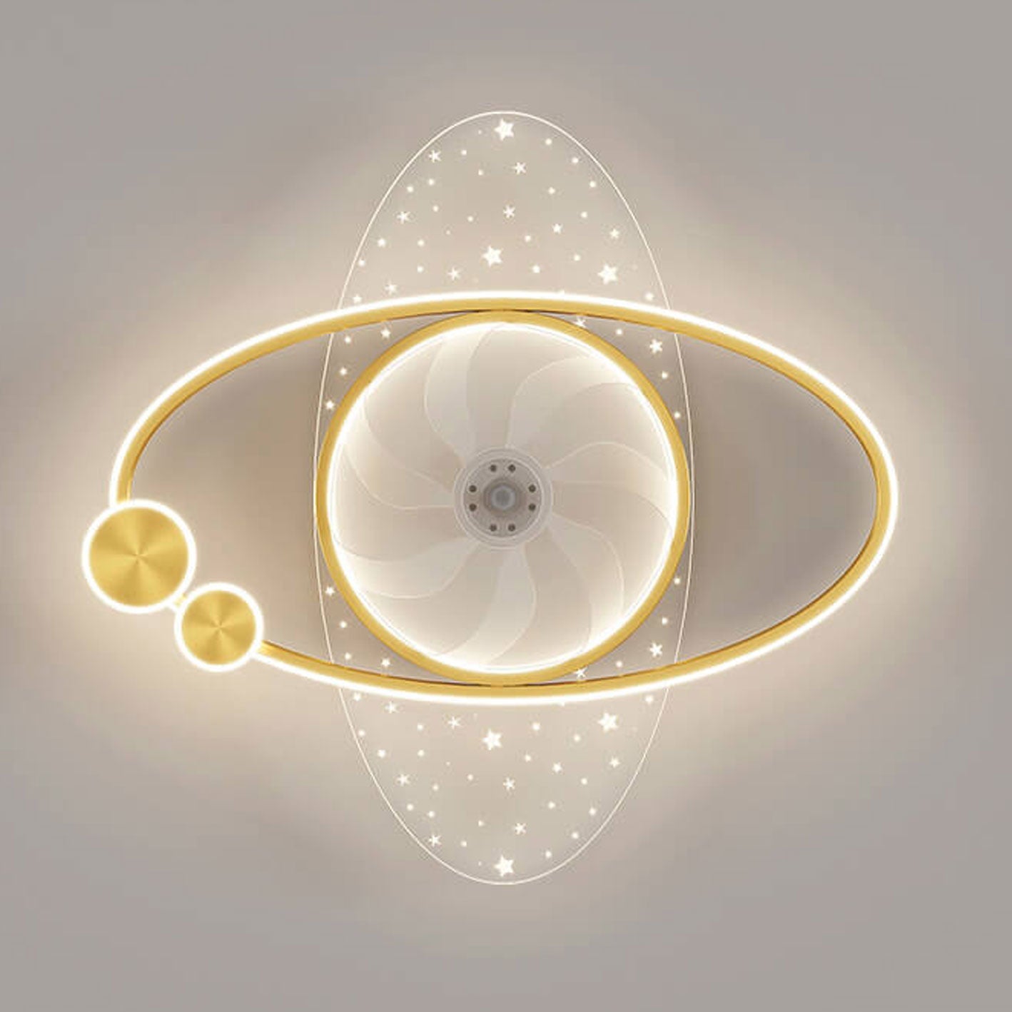 Lumendat Modern Creative Planet Star Effect LED Flush Mount Ceiling Fan Light Lumendat