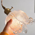 Vintage Nordic Brass Glass Bell Flower 1-light Pendant Light