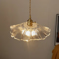 Traditional Vintage Lotus Leaf Glass Brass 1-light Pendant Light for Living Room BulbSquare