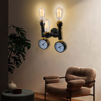 Traditional Vintage Iron Pipe Water Meter 3-Light Wall Sconce Lamp For Living Room Lumendat