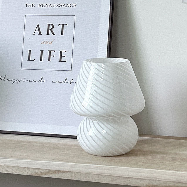 Modern Minimalist Striped Mushroom Glass 1-Light Table Lamp Lumendat
