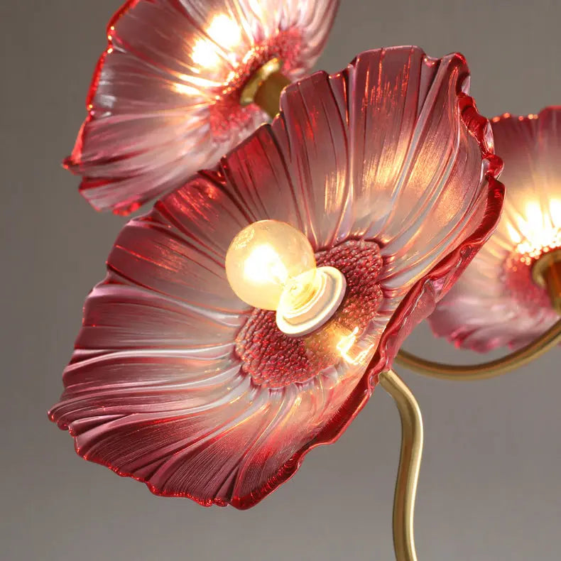 Modern Art Deco Gold Finish Frame Lotus Leaf Glass Shade 3/6-light Chandelier for Living Room Lumendat
