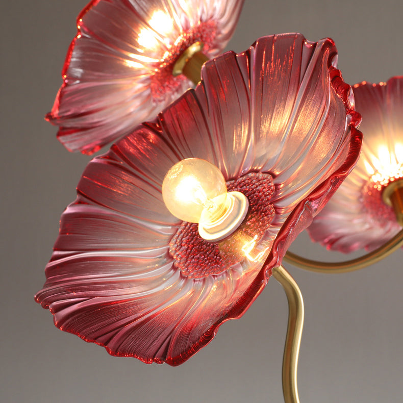 Modern Art Deco Gold Finish Frame Lotus Leaf Glass Shade 3/6-light Chandelier for Living Room