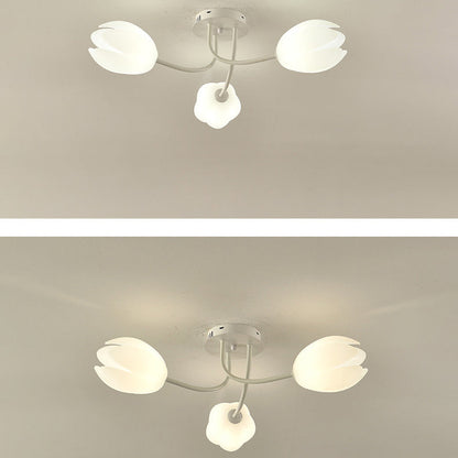 Modern Art Deco Tulip Flower Design 3/7/11/13 Light Semi-Flush Mount Ceiling Light For Living Room