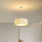 Contemporary Scandinavian Round Iron Acrylic Fabric 4/5 Light Pendant Light for Living Room BulbSquare