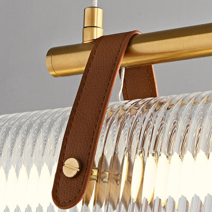 Modern Minimalist Leather Acrylic Linear LED Island Light Pendant Light for Living Room