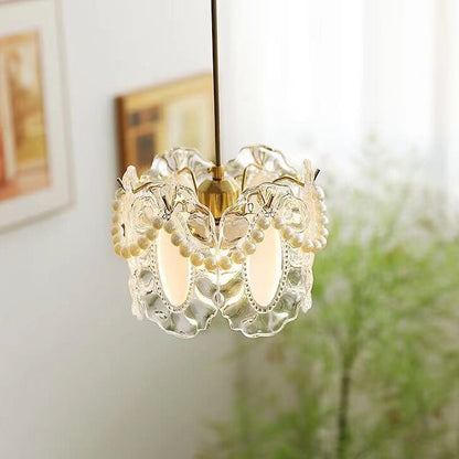 French Light Luxury Hardware Glass 1-Light Pendant Light