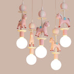 Modern Children's Carousel Eye Protection Resin Iron 1/7/11 Light Flush Mount Ceiling Light