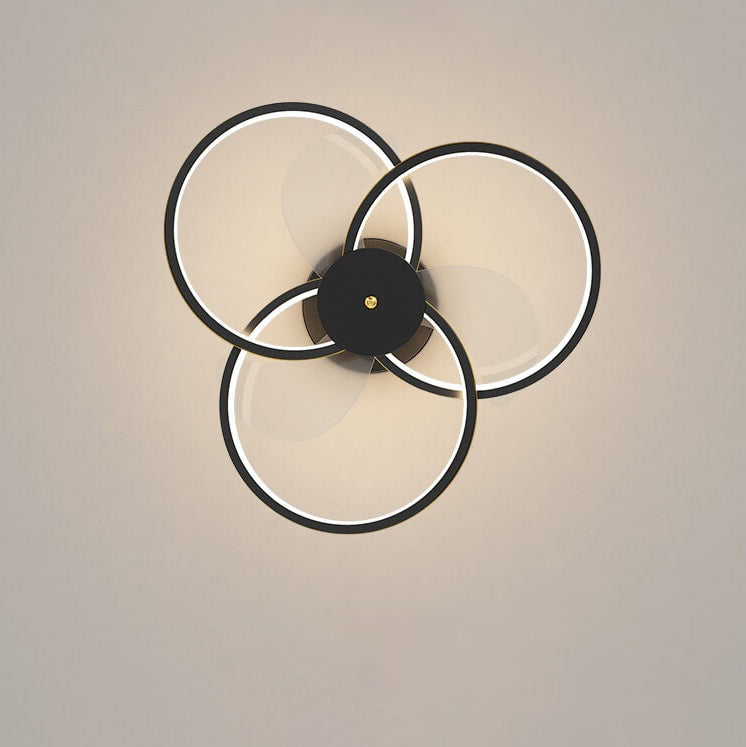 Luxury Acrylic Three Rings Combination Design LED Flush Mount Fan Light