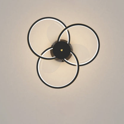Luxury Acrylic Three Rings Combination Design LED Flush Mount Fan Light