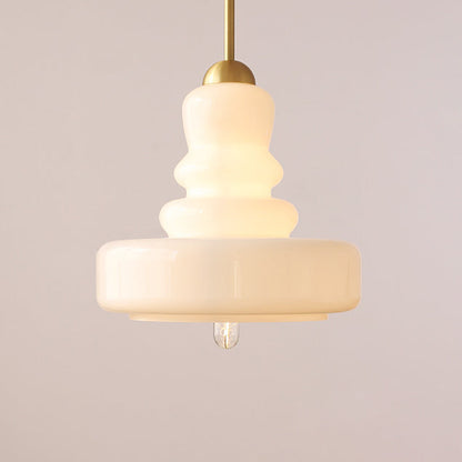 Modern Colorful Glass Gourd Shade 1-Light Pendant Light