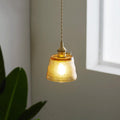 Vintage Glass Brass Drum 1-light Pendant Light BulbSquare