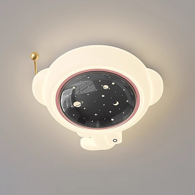 Lumendat Modern Art Deco Kids Iron PE Astronaut Round LED Flush Mount Ceiling Light For Bedroom Lumendat