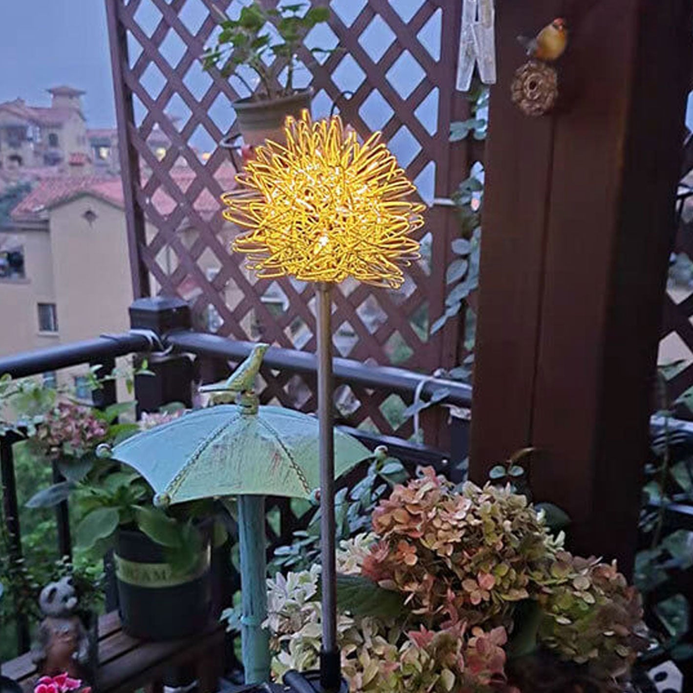 Solar Dandelion Aluminum Wire Globe Light LED Outdoor Waterproof Luminous Garden Insert Ground Landscape Light Lumendat