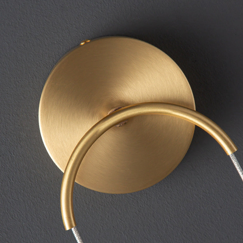Modern Minimalist Linear Wood Copper Acrylic LED Pendant Light for Bedroom