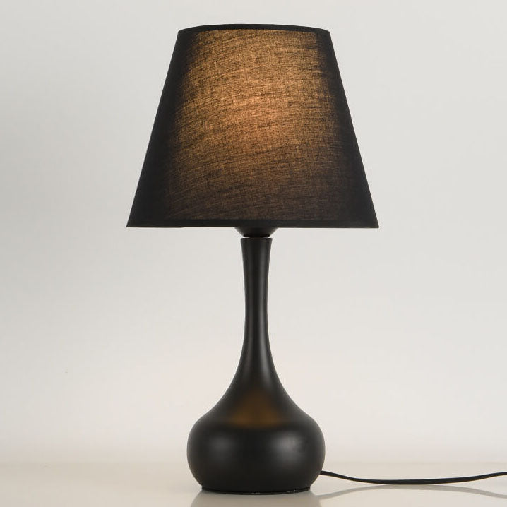 Nordic Vintage Pure Black White Iron Fabric 1-Light Table Lamp Lumendat