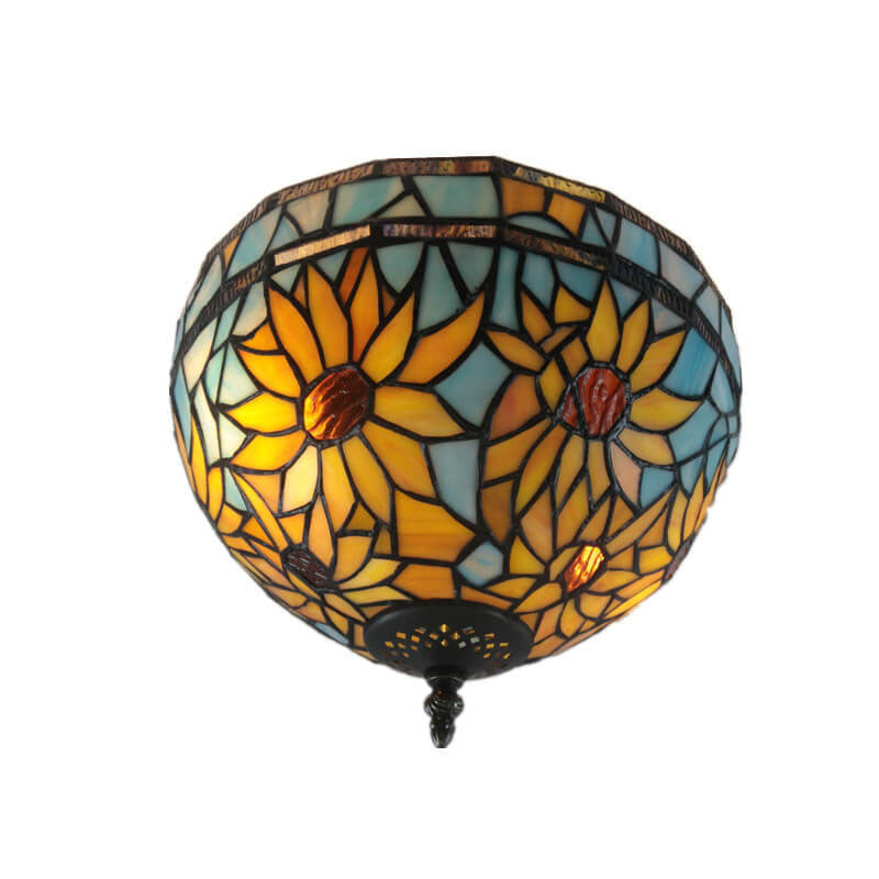 European Vintage Tiffany 2-Light Flush Mount Lighting