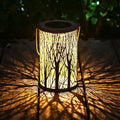 Modern Art Deco Solar Cylinder Skeleton Lantern Iron LED Outdoor Landscape Light For Garden Lumendat