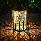 Modern Art Deco Solar Cylinder Skeleton Lantern Iron LED Outdoor Landscape Light For Garden Lumendat
