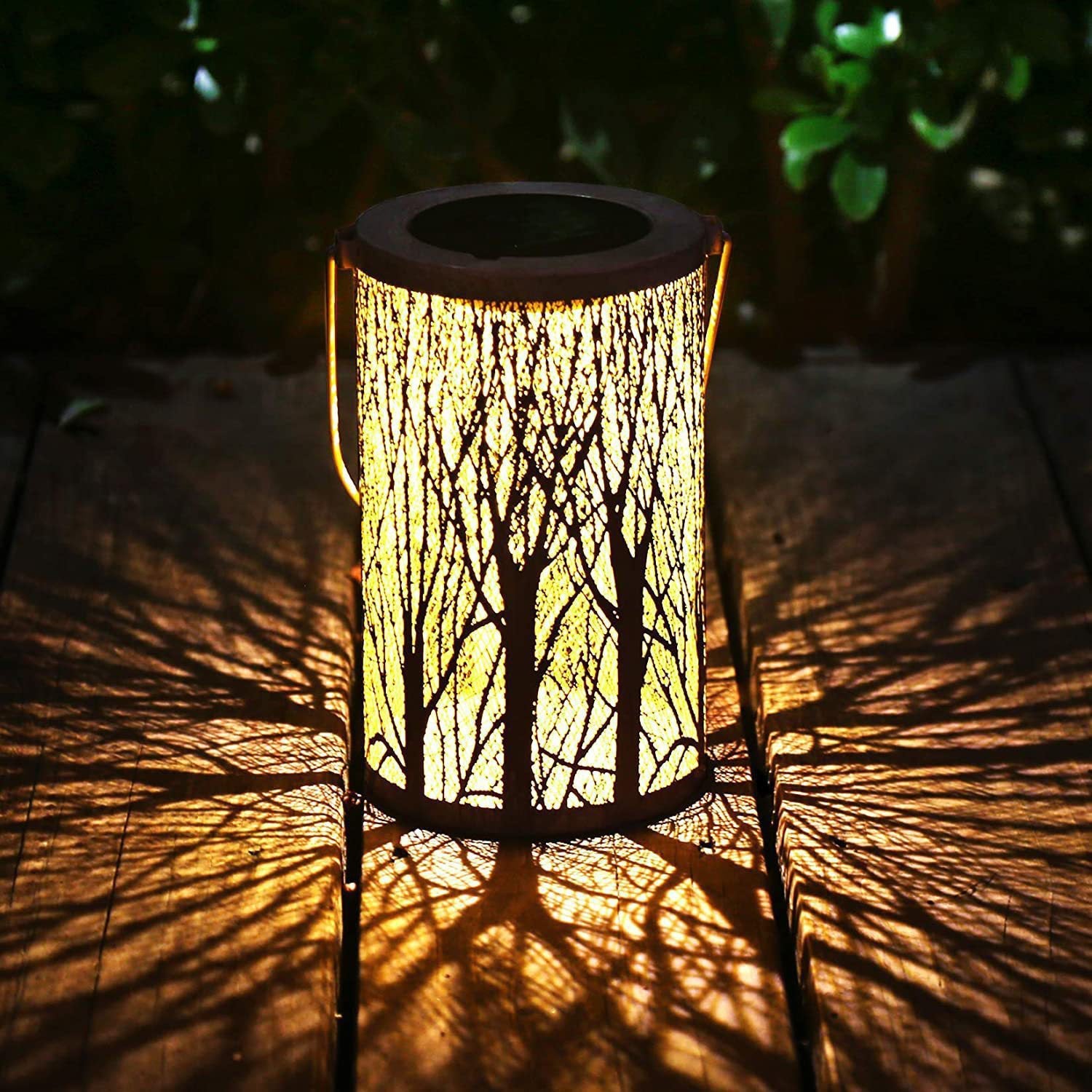 Modern Art Deco Solar Cylinder Skeleton Lantern Iron LED Outdoor Landscape Light For Garden Lumendat