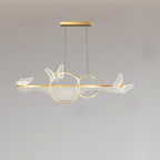 Nordic Light Luxury Butterfly Round Linear Island Light LED Chandelier BulbSquare