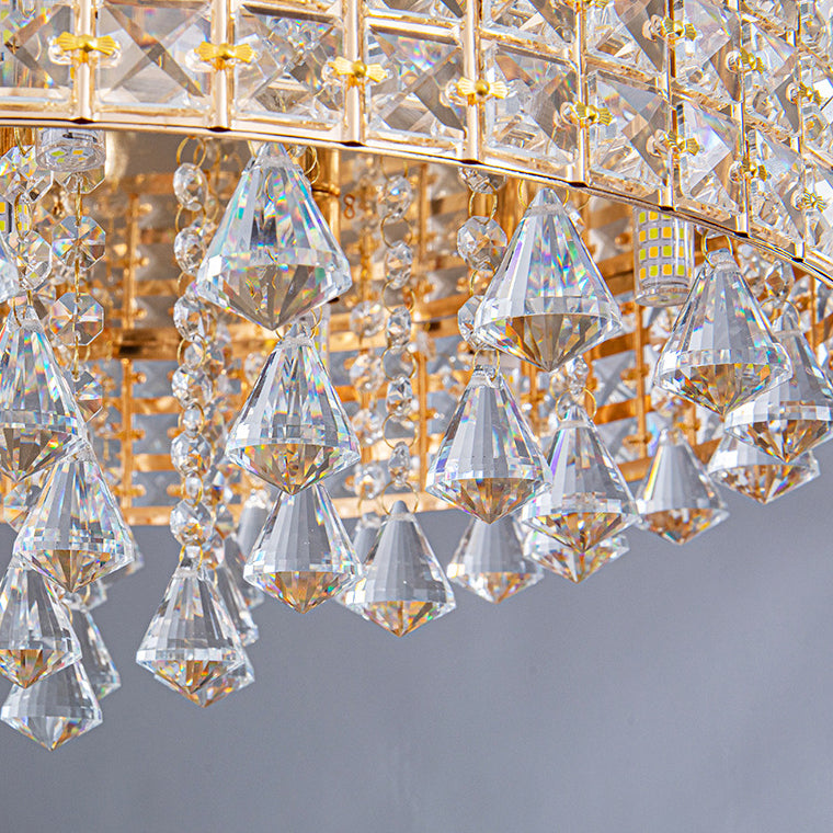 Modern Luxury Round Iron Crystal Beads 6/9-Light Flush Mount Ceiling Light For Living Room Lumendat