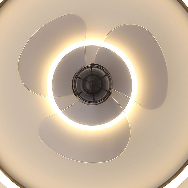 Contemporary Nordic Round Iron Silicone Aluminum Invisible LED Flush Mount Ceiling Fan Light For Living Room & Bedroom Lumendat