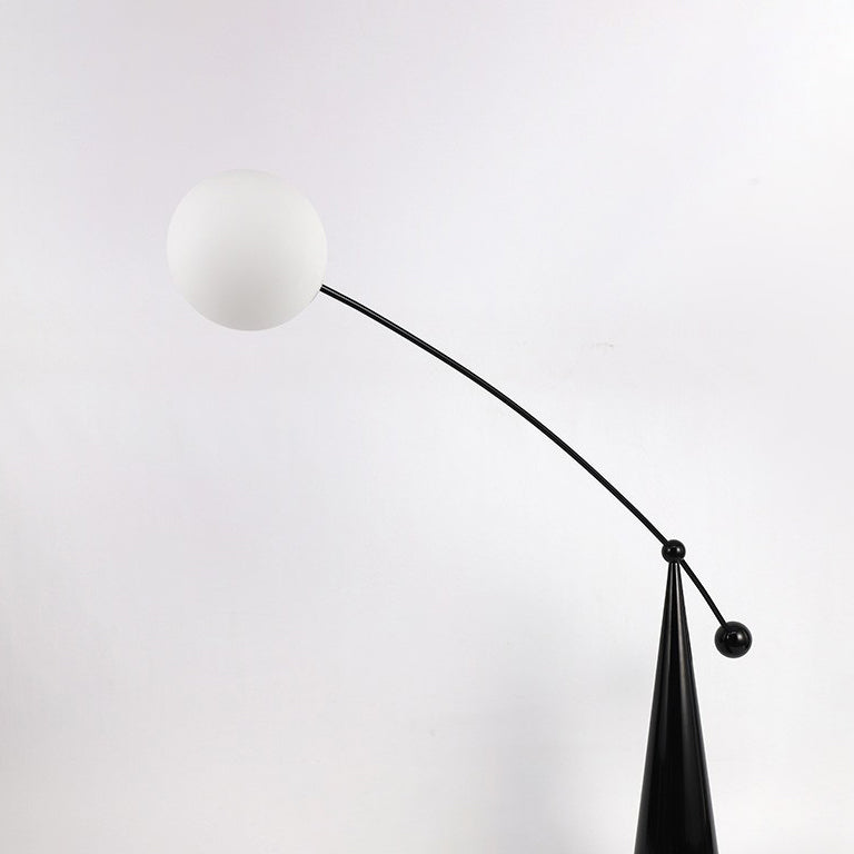 Contemporary Creative Tapered Base Fishing Rod Orb Iron Glass 1-Light Standing Floor Lamp For Living Room Lumendat